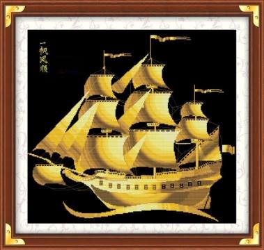 tranh thêu thuyền buồm