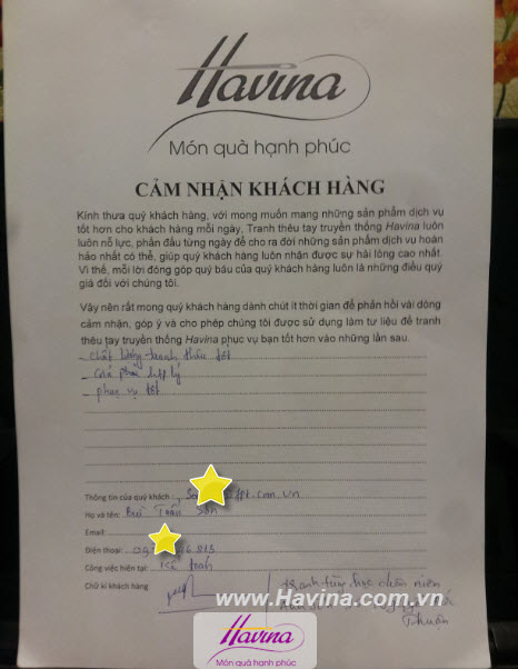 Những dòng cảm nhận của khách hàng khi nhận được tranh thêu