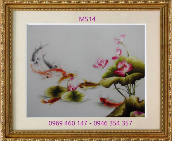 tranh thêu cá chép hoa sen tranh thêu cá chép hoa sen