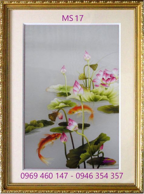 tranh thêu cá chép hoa sen tranh thêu cá chép hoa sen