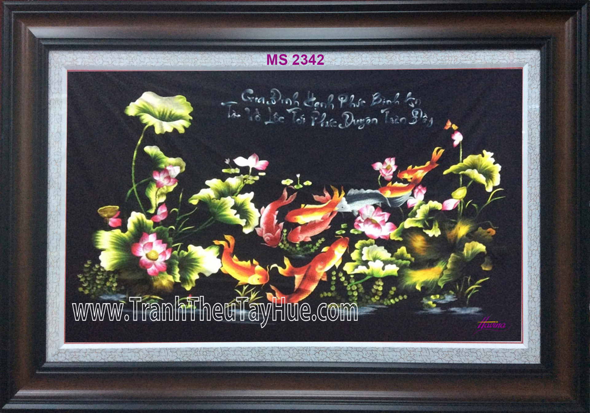Tranh Thêu Cá Chép Hoa Sen MS 2342 Tranh Thêu Cá Chép Hoa Sen MS 2342