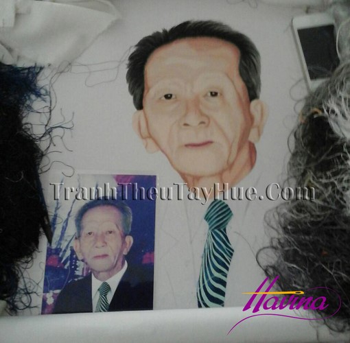 Tranh thêu chân dung sắp hoàn thành Tranh thêu chân dung sắp hoàn thành