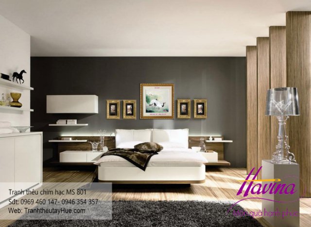 tranh thêu chim hạc treo phòng khách