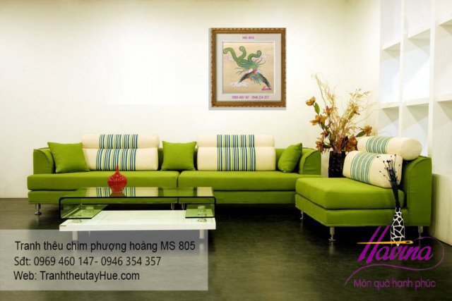 Tranh thêu chim phượng hoàng treo phòng khách