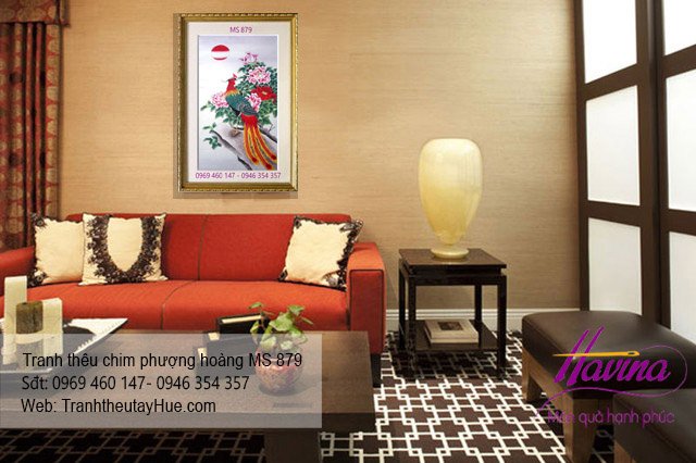 Tranh thêu chim phượng hoàng treo phòng khách