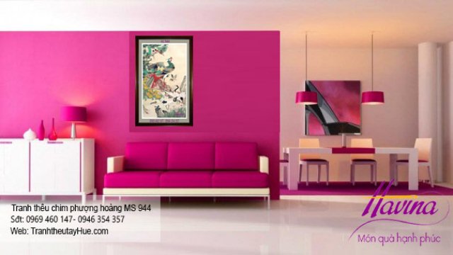Tranh thêu chim phượng hoàng treo phòng khách