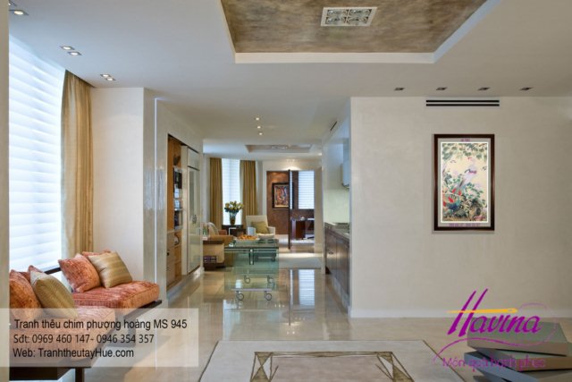 Tranh thêu chim phượng hoàng treo phòng khách