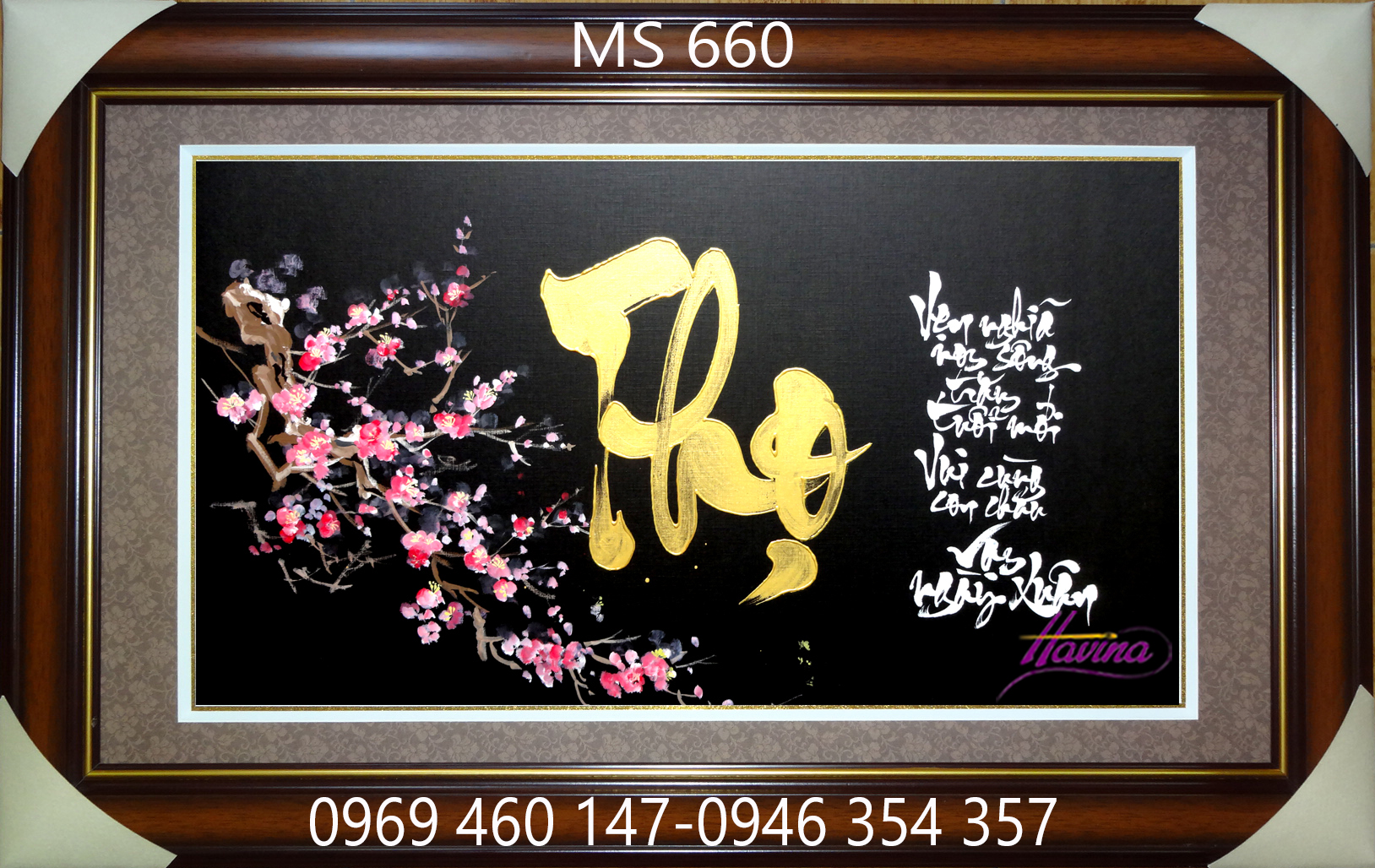 Tranh thêu chữ thọ MS 660