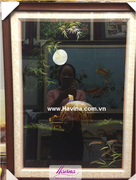 Tranh thêu phong cảnh làng quê Việt Nam