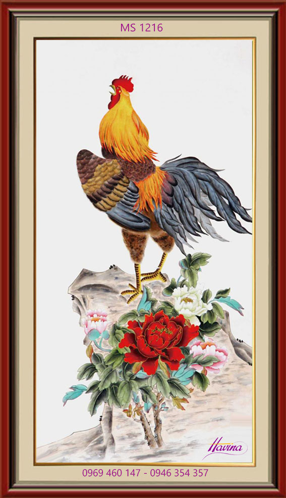 Tranh thêu con gà MS 1216