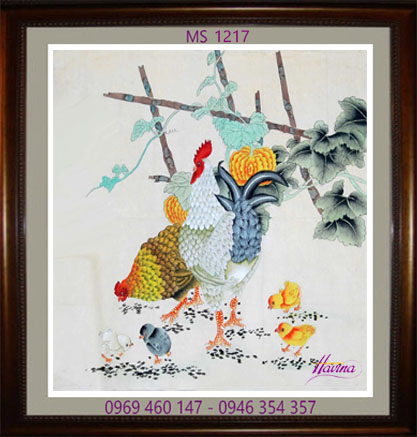 Tranh thêu con gà MS 1217