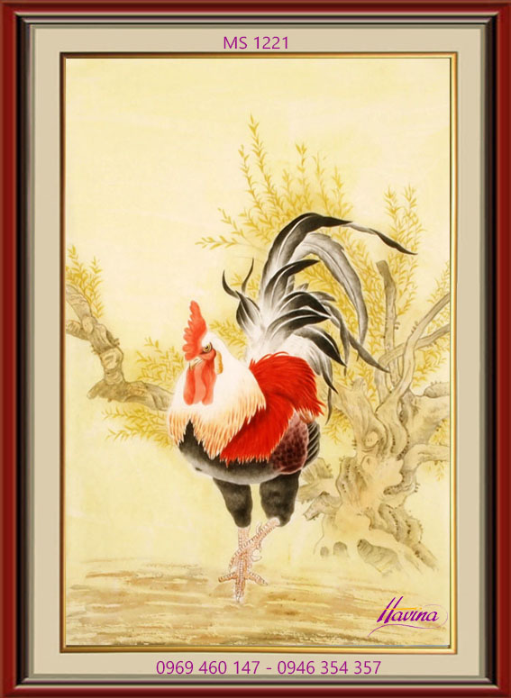 Tranh thêu con gà MS 1221