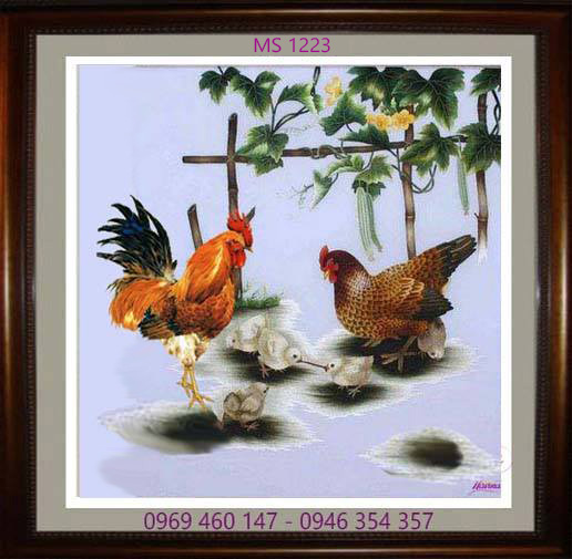 Tranh thêu con gà MS 1223