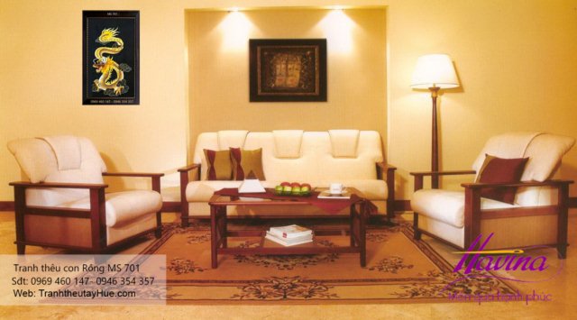 Tranh thêu con rồng treo phòng khách