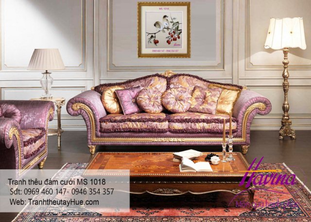 Tranh thêu tặng đám cưới treo phòng khách