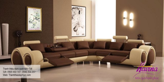 Tranh thêu tặng đám cưới treo phòng khách