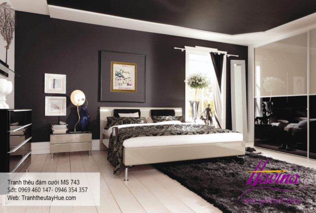 Tranh thêu tặng đám cưới treo phòng khách