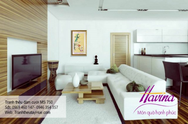 Tranh thêu tặng đám cưới treo phòng khách
