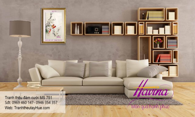 Tranh thêu tặng đám cưới treo phòng khách