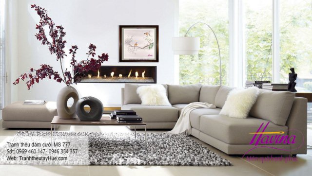 Tranh thêu tặng đám cưới treo phòng khách