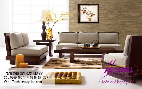 Tranh thêu tặng đám cưới treo phòng khách