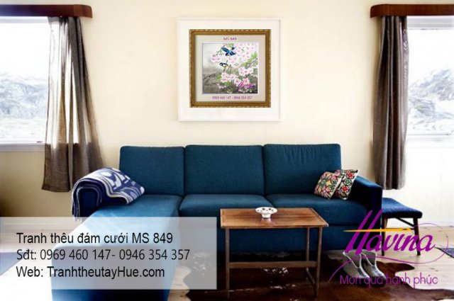 Tranh thêu tặng đám cưới treo phòng khách
