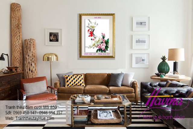 Tranh thêu tặng đám cưới treo phòng khách