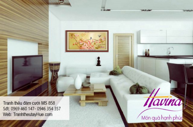 Tranh thêu tặng đám cưới treo phòng khách