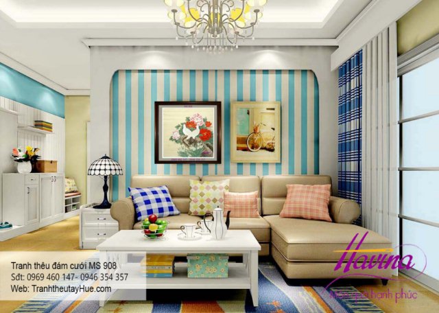 Tranh thêu tặng đám cưới treo phòng khách