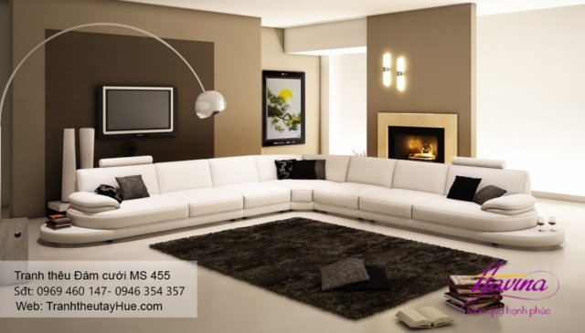 Tranh thêu tặng đám cưới treo phòng khách