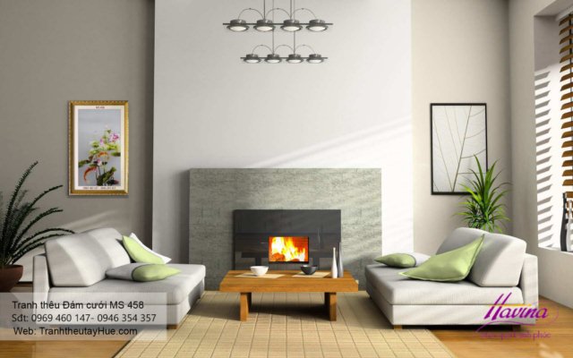 Tranh thêu tặng đám cưới treo phòng khách