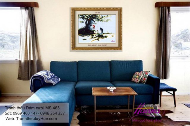 Tranh thêu tặng đám cưới treo phòng khách