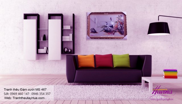 Tranh thêu tặng đám cưới treo phòng khách