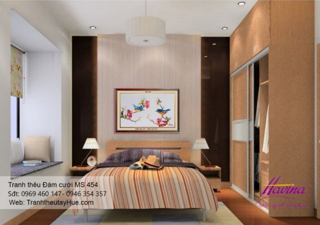 Tranh thêu tặng đám cưới treo phòng khách