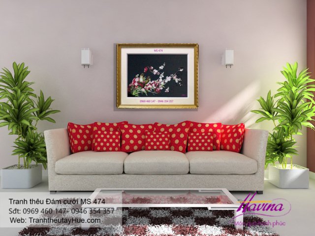 Tranh thêu tặng đám cưới treo phòng khách