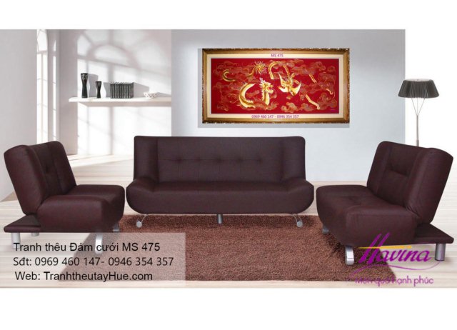 Tranh thêu tặng đám cưới treo phòng khách