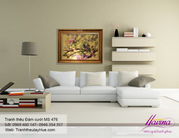 Tranh thêu tặng đám cưới treo phòng khách