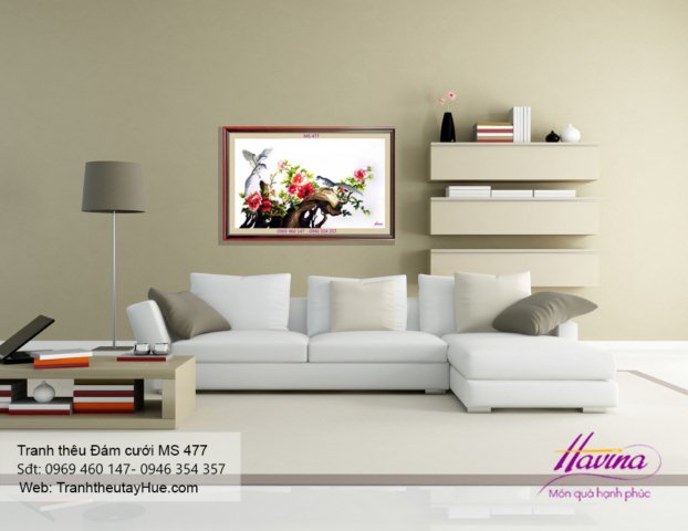 Tranh thêu tặng đám cưới treo phòng khách