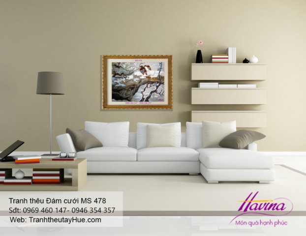 Tranh thêu tặng đám cưới treo phòng khách