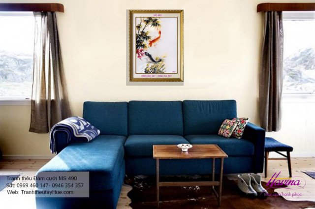 Tranh thêu tặng đám cưới treo phòng khách