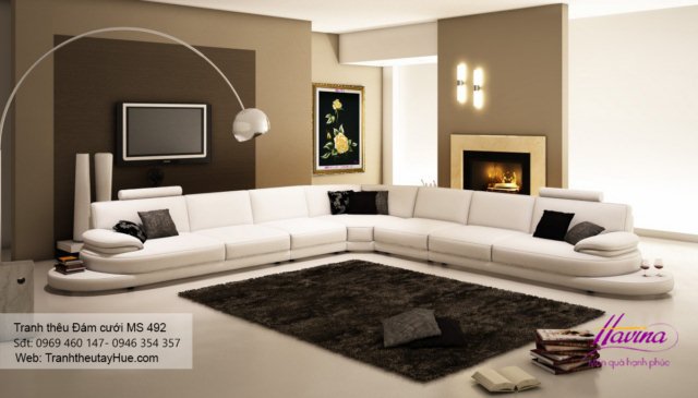 Tranh thêu tặng đám cưới treo phòng khách