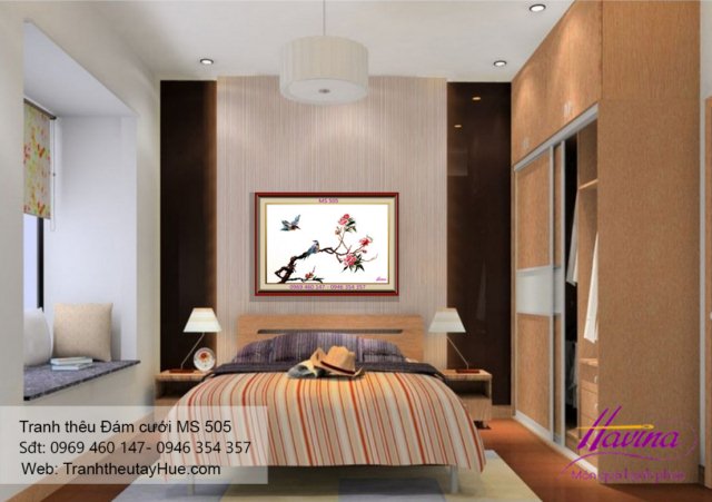 Tranh thêu tặng đám cưới treo phòng khách