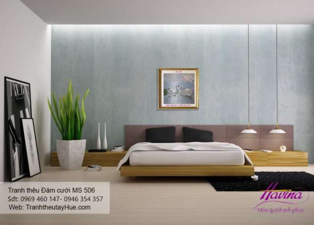 Tranh thêu tặng đám cưới treo phòng khách