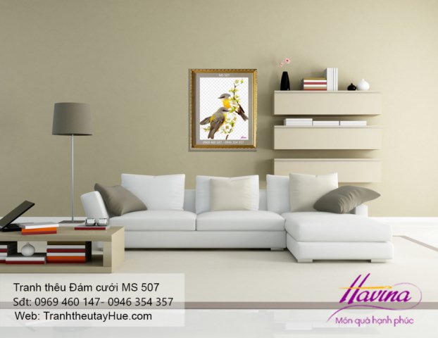 Tranh thêu tặng đám cưới treo phòng khách