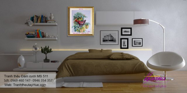 Tranh thêu tặng đám cưới treo phòng khách