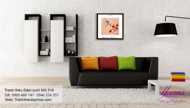 Tranh thêu tặng đám cưới treo phòng khách