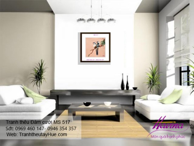 Tranh thêu tặng đám cưới treo phòng khách