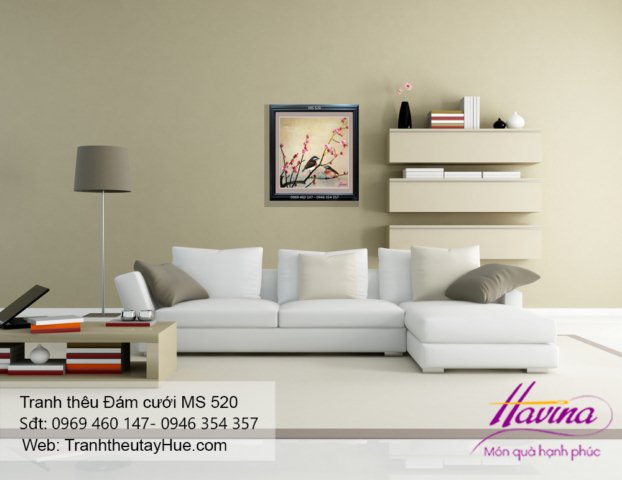 Tranh thêu tặng đám cưới treo phòng khách