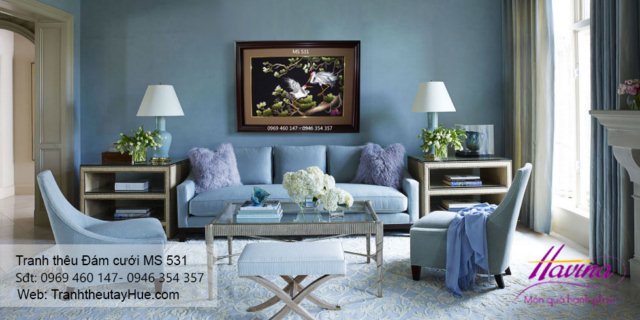 Tranh thêu tặng đám cưới treo phòng khách