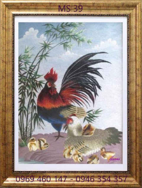 Tranh thêu con gà Tranh thêu con gà